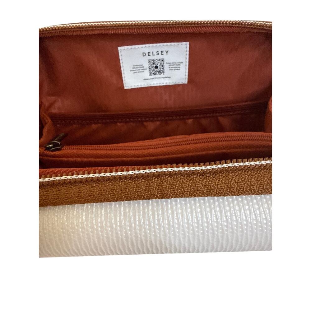 DELSEY Paris Chatelet Air 2.0 Angora Clutch Crossbody Bag Purse White Tan - Picture 5 of 11
